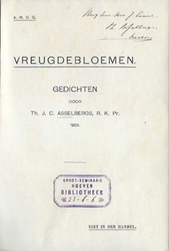 Titelpagina: Vreugdebloemen, 1926, 13 x 19 cm (AvDcollBA)